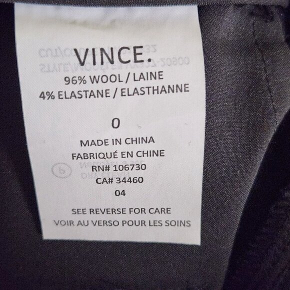 Vince Black Gray Striped Wool Career Pants Size 0 - Picture 4 of 4